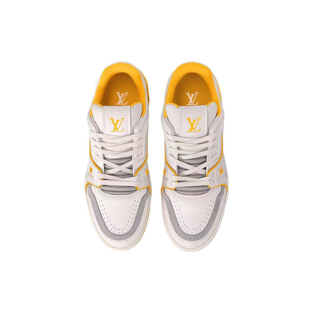 LV Trainer Men's Low-Top Sneakers, White & Yellow