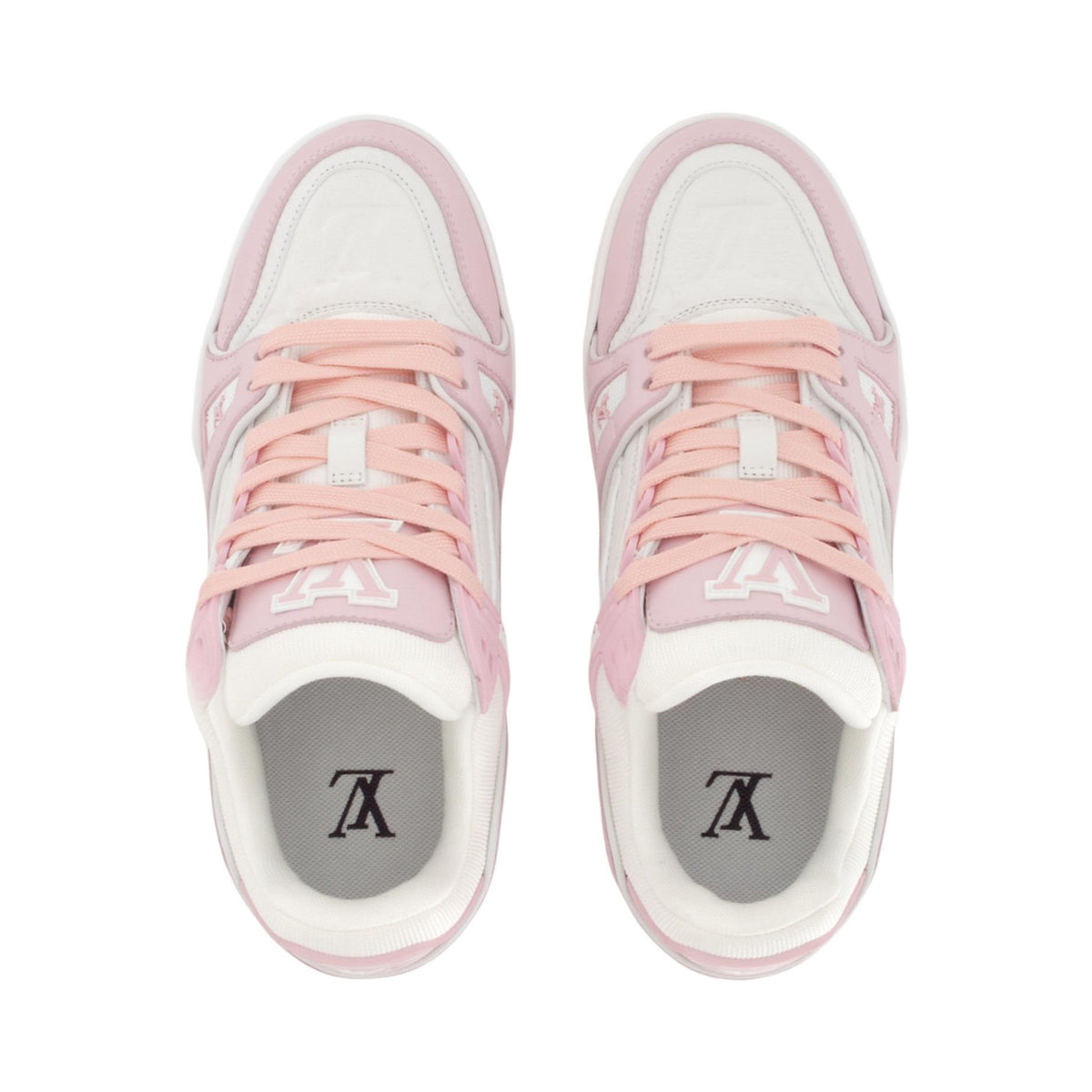LV Trainer Unisex Low-Top Sneakers, Rose Pink & White