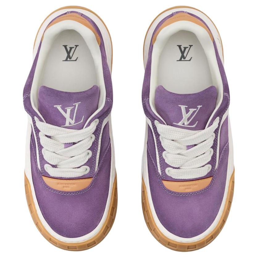 LOUIS VUITTON Tilted Unisex Purple Leather Sneakers with Gum Sole