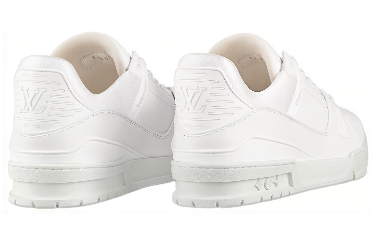 LOUIS VUITTON Trainer Men's All-White Leather Low-Top Sneakers