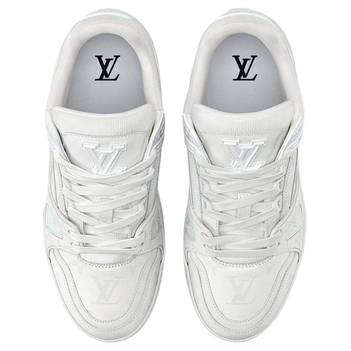 Louis Vuitton Trainer Women's Leather Sneakers, White & Gray