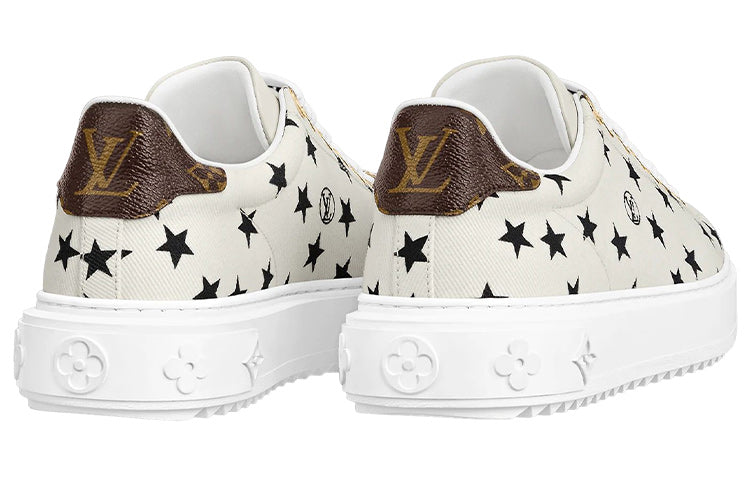 LOUIS VUITTON Time Out Women's White Star-Print Leather Platform Sneakers