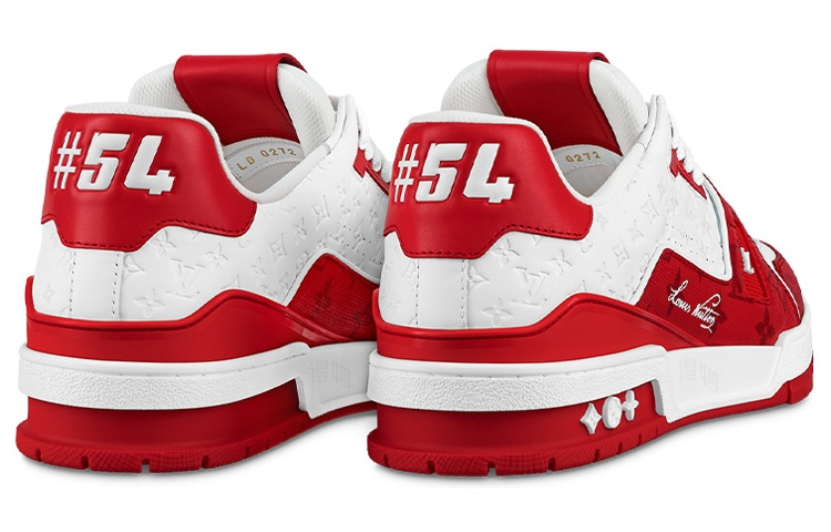 LOUIS VUITTON Trainer Unisex Red & White Leather Sneakers