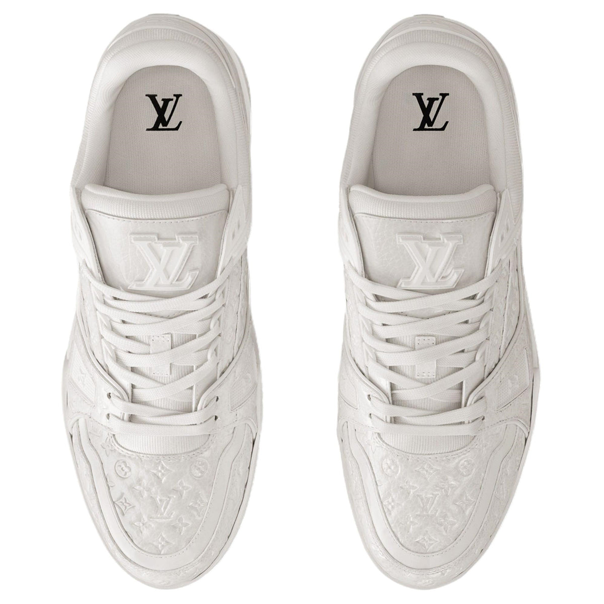 Louis Vuitton Trainer Men's White Embossed Calfskin Sneakers