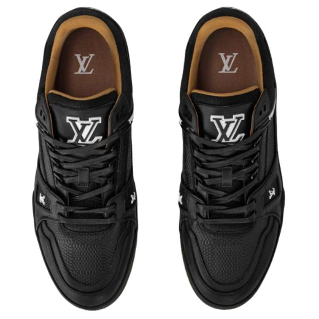 Louis Vuitton Trainer Men's Black Calfskin Sneakers with Brown Sole