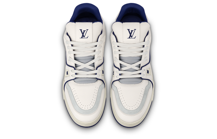 LOUIS VUITTON Trainer Unisex White & Navy Low-Top Sneakers
