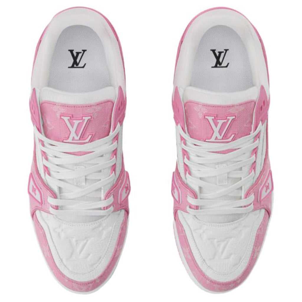 Louis Vuitton Trainer Men's Rose Pink & White Calfskin Sneakers