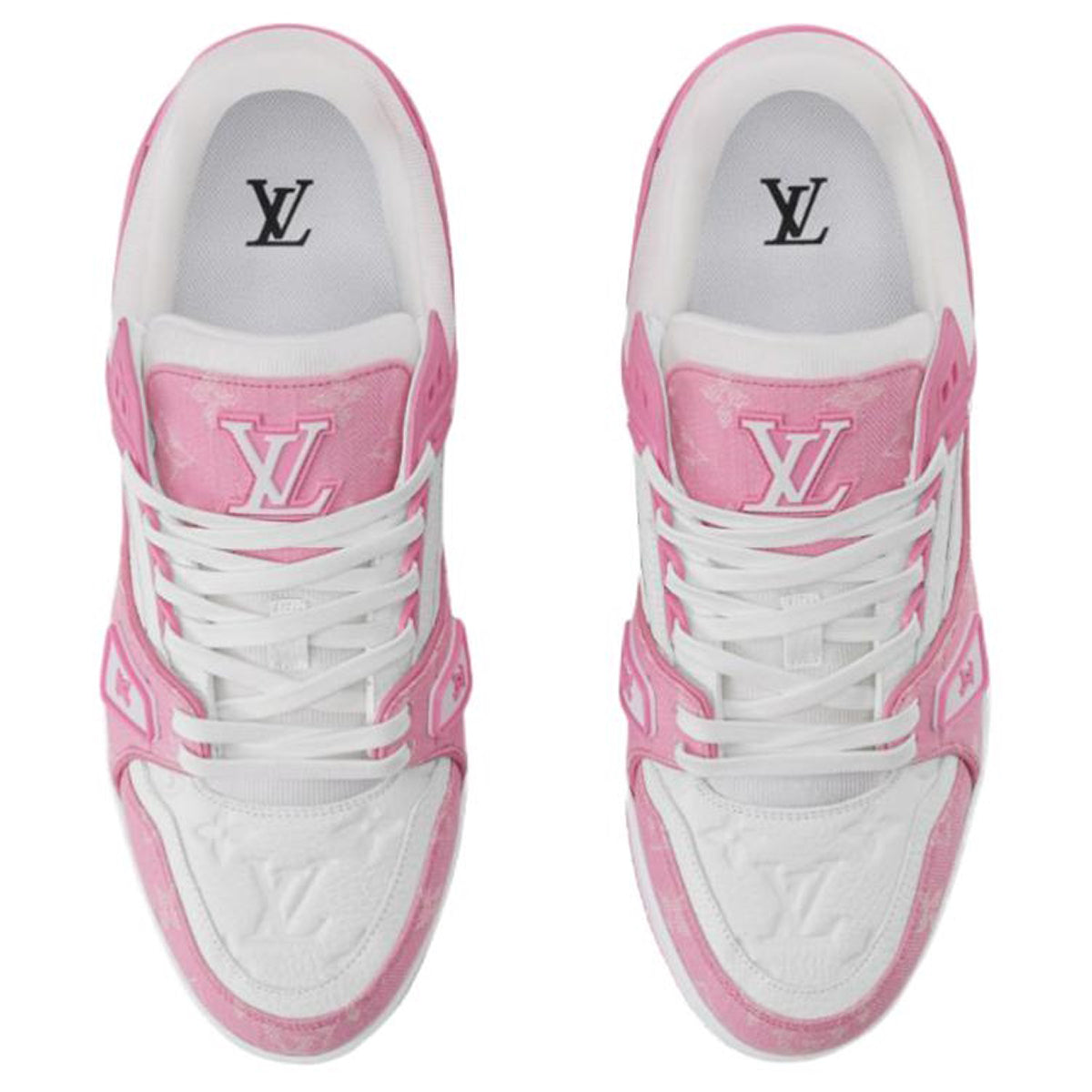Louis Vuitton Trainer Men's Rose Pink & White Calfskin Sneakers