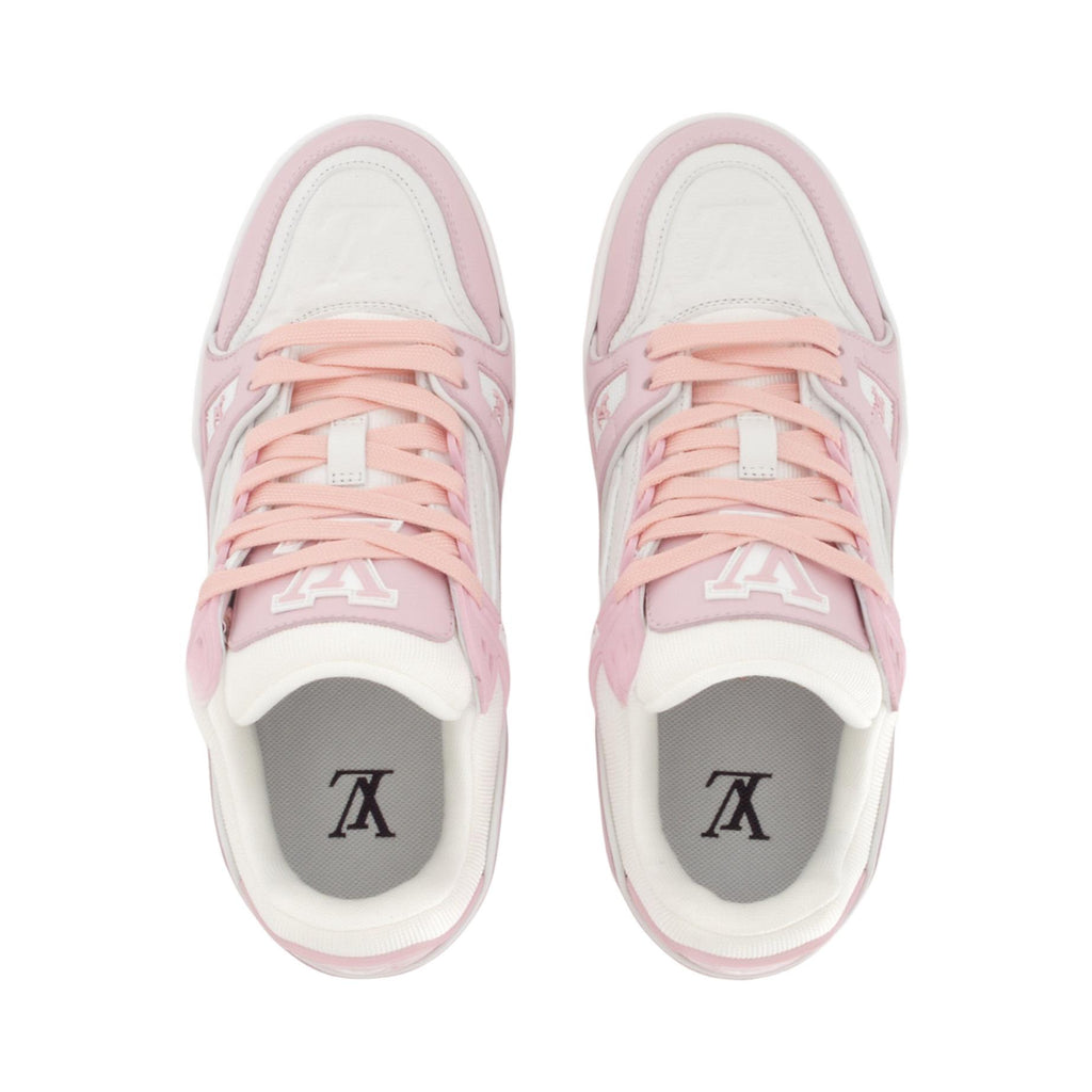 LOUIS VUITTON Trainer Unisex Rose Pink & White Leather Sneakers