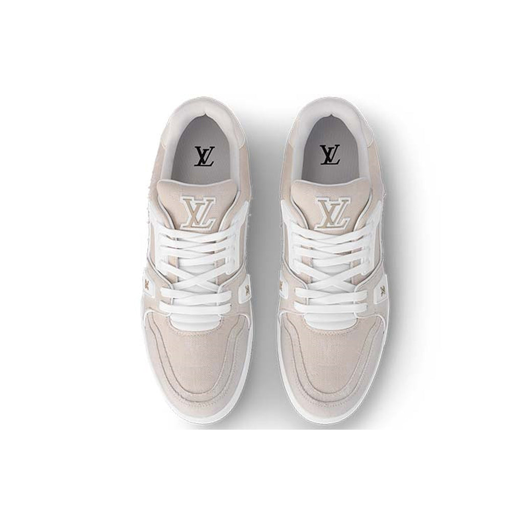 Louis Vuitton Trainer Unisex Low-Top Sneakers, Beige & White