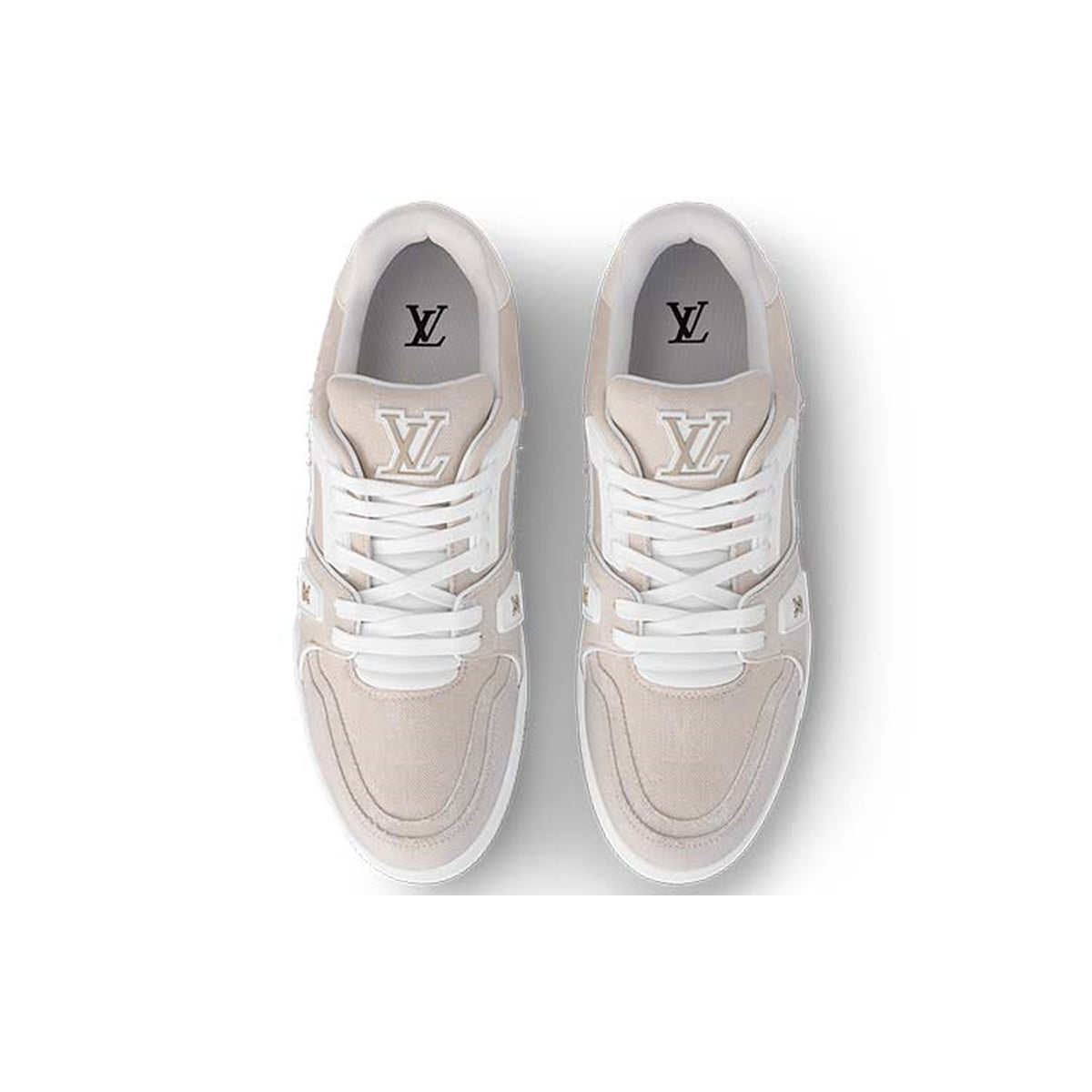 Louis Vuitton Trainer Unisex Low-Top Sneakers, Beige & White