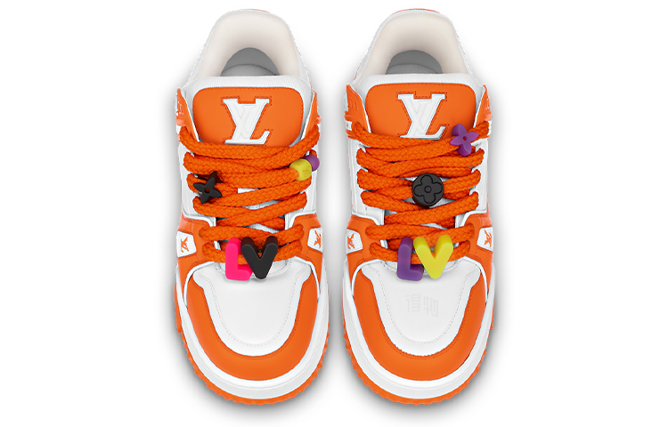 LOUIS VUITTON Trainer Maxi Men's Orange & White Low-Top Sneakers