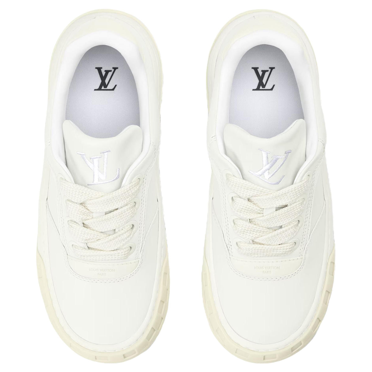 LOUIS VUITTON Tilted Men's White Calfskin Low-Top Sneakers