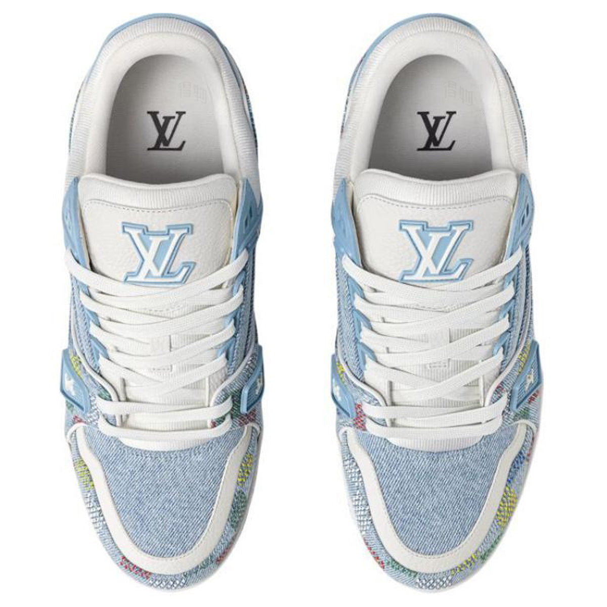 Louis Vuitton Trainer Unisex Blue Denim Sneakers, Multicolor