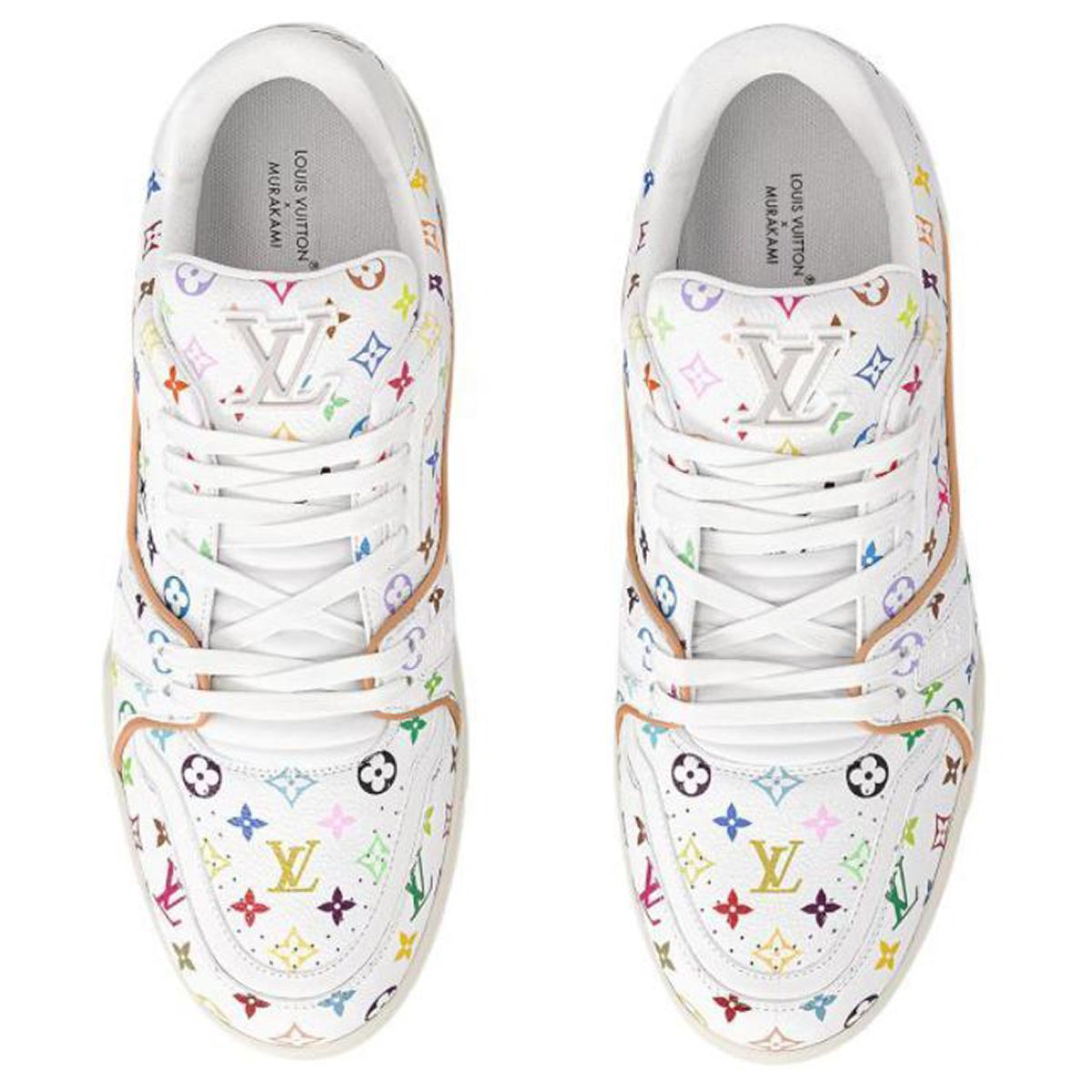 Louis Vuitton x Takashi Murakami Trainer Men's Sneakers, White Multicolor