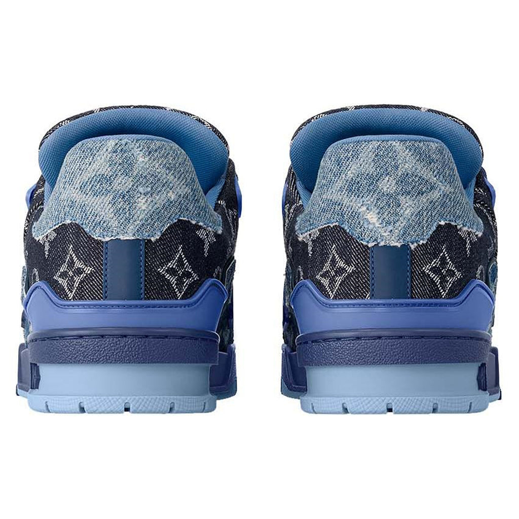 Louis Vuitton Trainer Unisex Low-Top Sneakers, Blue Monogram Denim