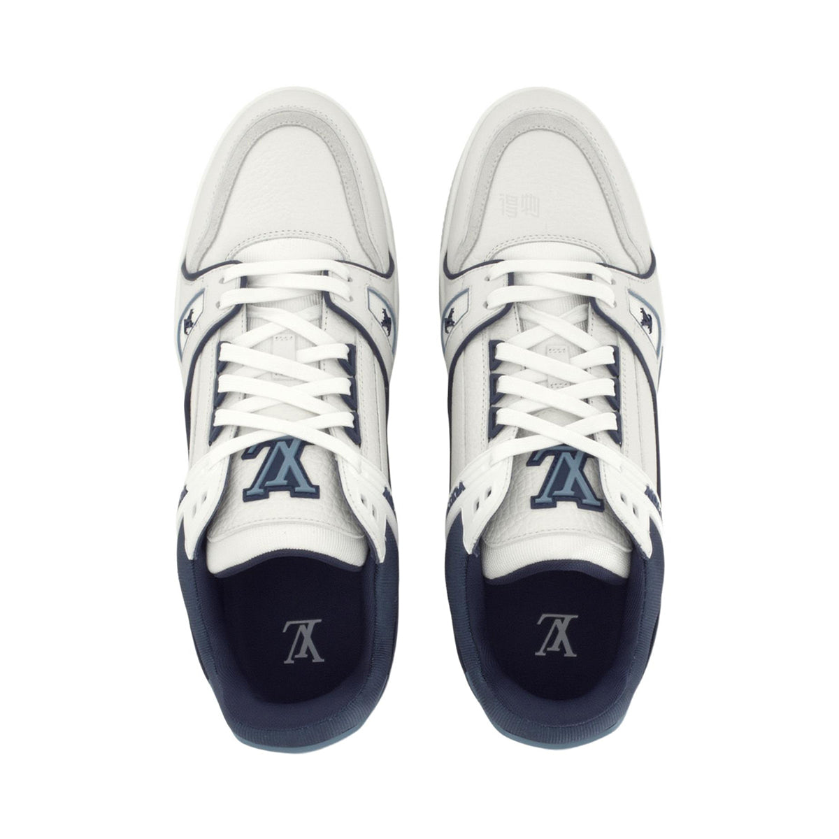 Louis Vuitton Trainer Men's Navy Blue & White Grained Calfskin Sneakers