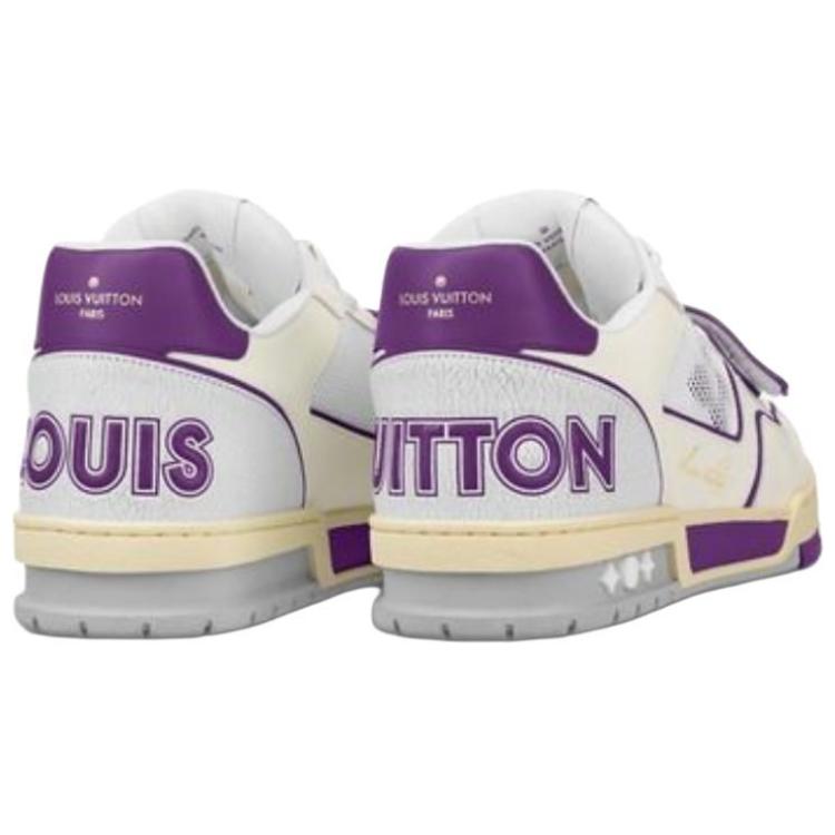 LOUIS VUITTON Trainer Men's White & Purple Strap Sneakers