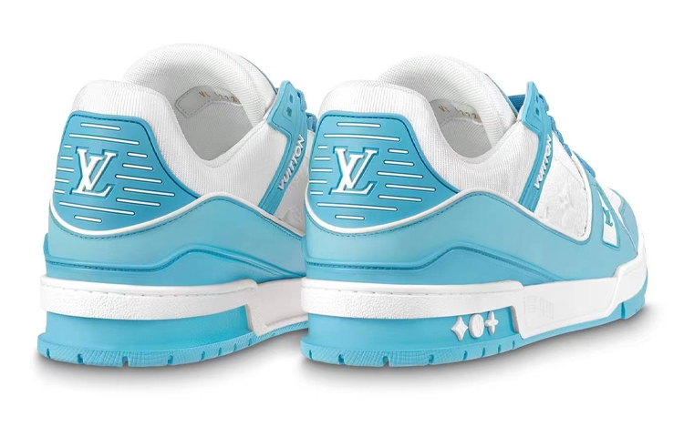 LV Trainer Unisex Low-Top Sneakers, Sky Blue & White