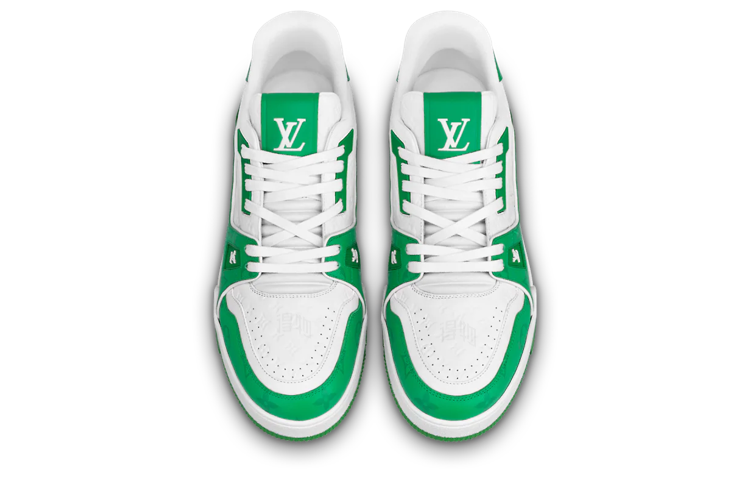 LOUIS VUITTON Trainer Unisex Green & White Leather Sneakers