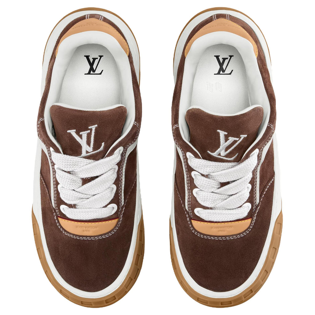 LOUIS VUITTON Tilted Men's Chestnut Suede Low-Top Sneakers