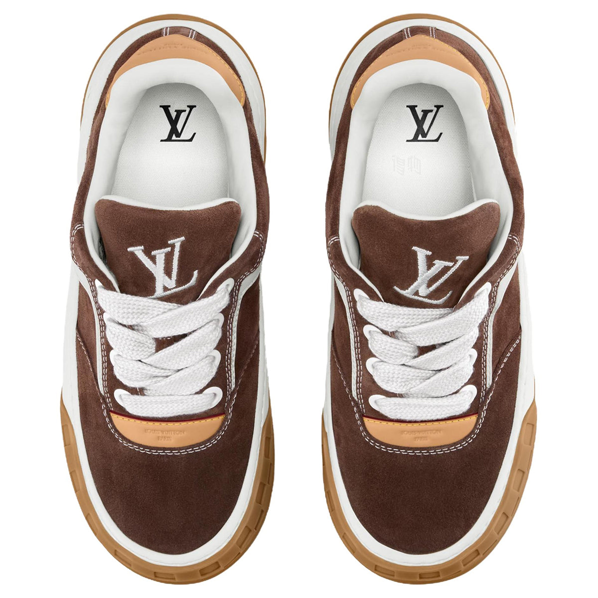 LOUIS VUITTON Tilted Men's Chestnut Suede Low-Top Sneakers