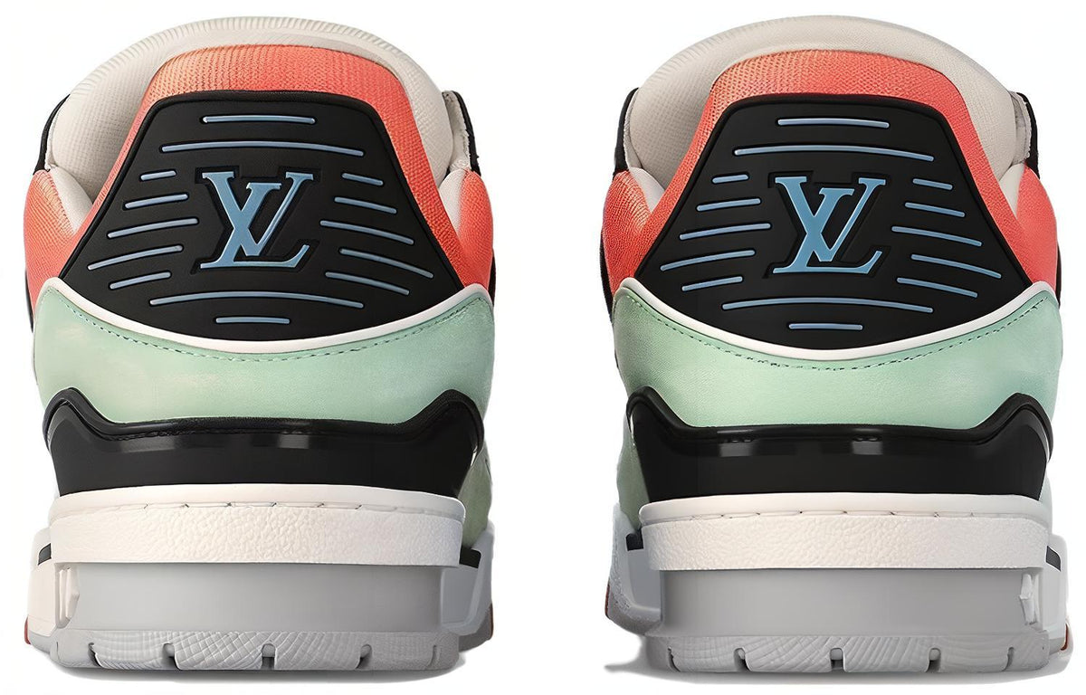 LOUIS VUITTON Trainer Unisex Mint & Coral Colorblock Sneakers