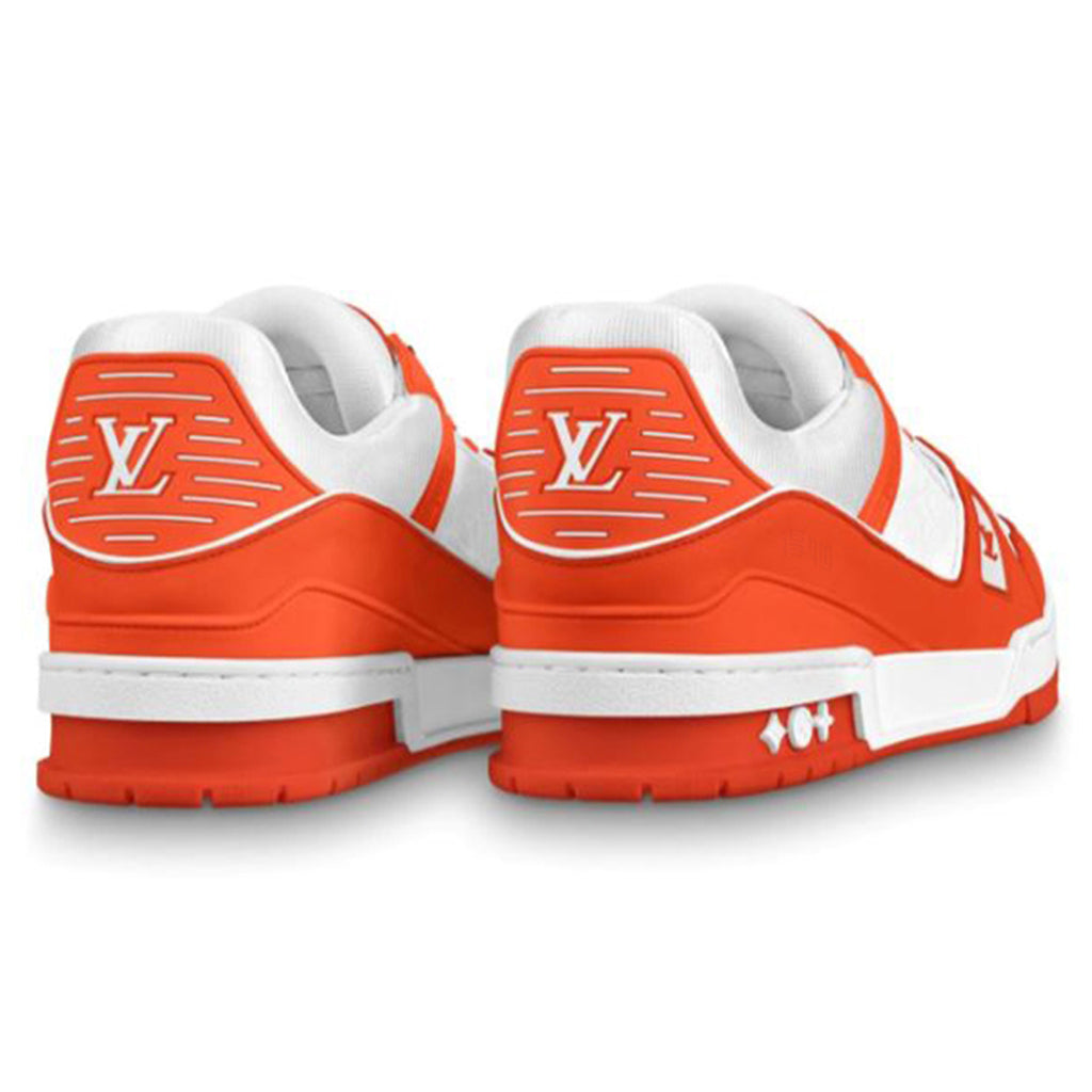 Louis Vuitton Trainer Men's Low-Top Sneakers, Orange & White Calfskin