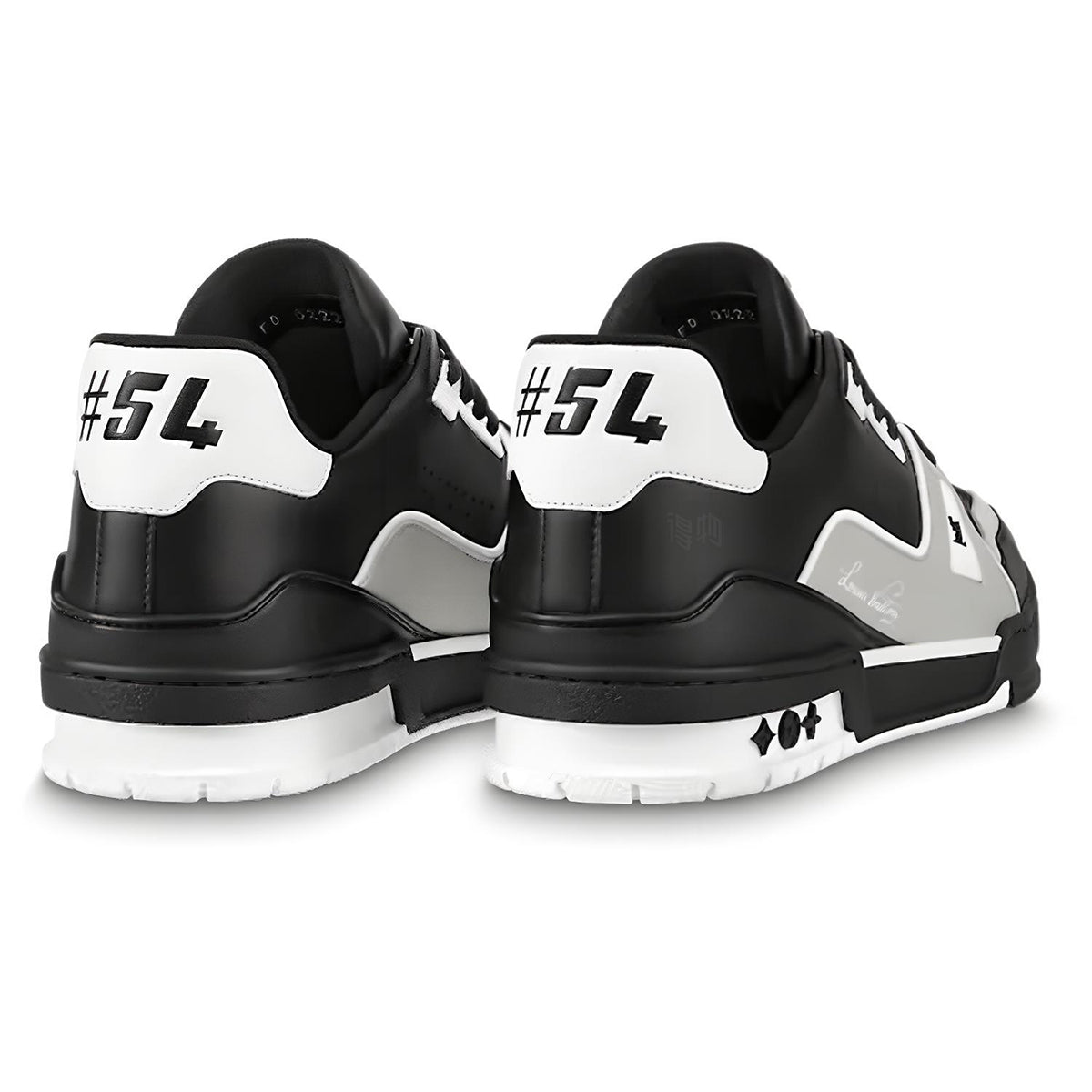 LV Trainer Men's Low-Top Leather Sneakers, Black & Gray