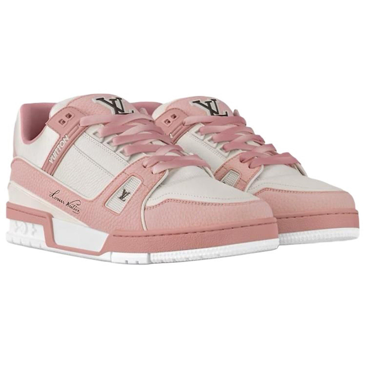 Louis Vuitton Trainer Unisex Low-Top Sneakers, White & Pink Leather