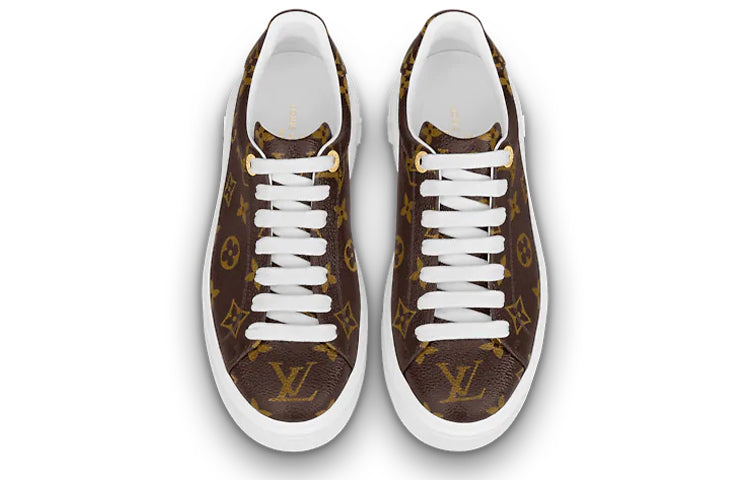 LOUIS VUITTON Time Out Women's Brown Monogram Platform Sneakers