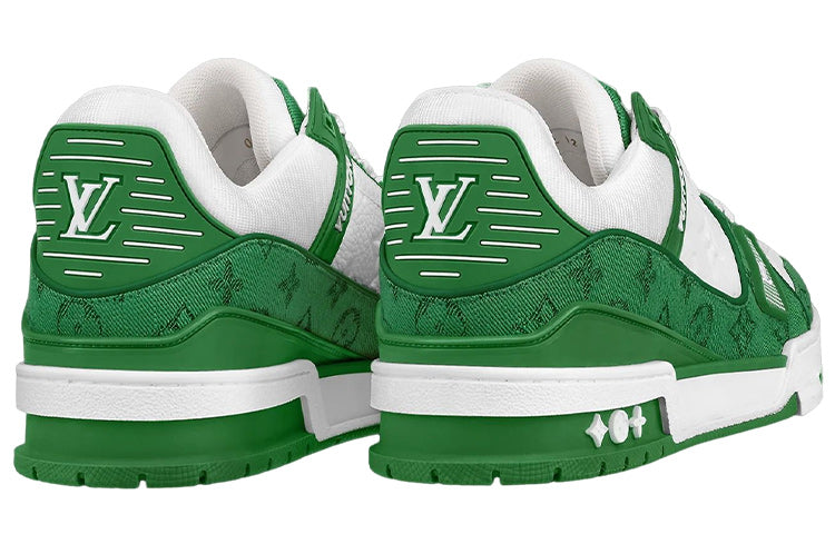 LOUIS VUITTON Trainer Men's Green & White Monogram Sneakers