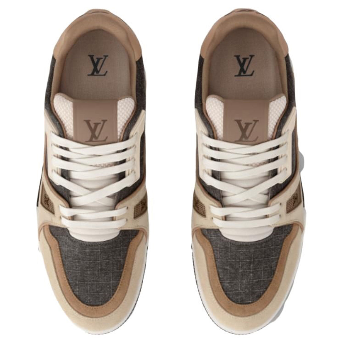 Louis Vuitton Trainer Men's Beige & Charcoal Low-Top Sneakers