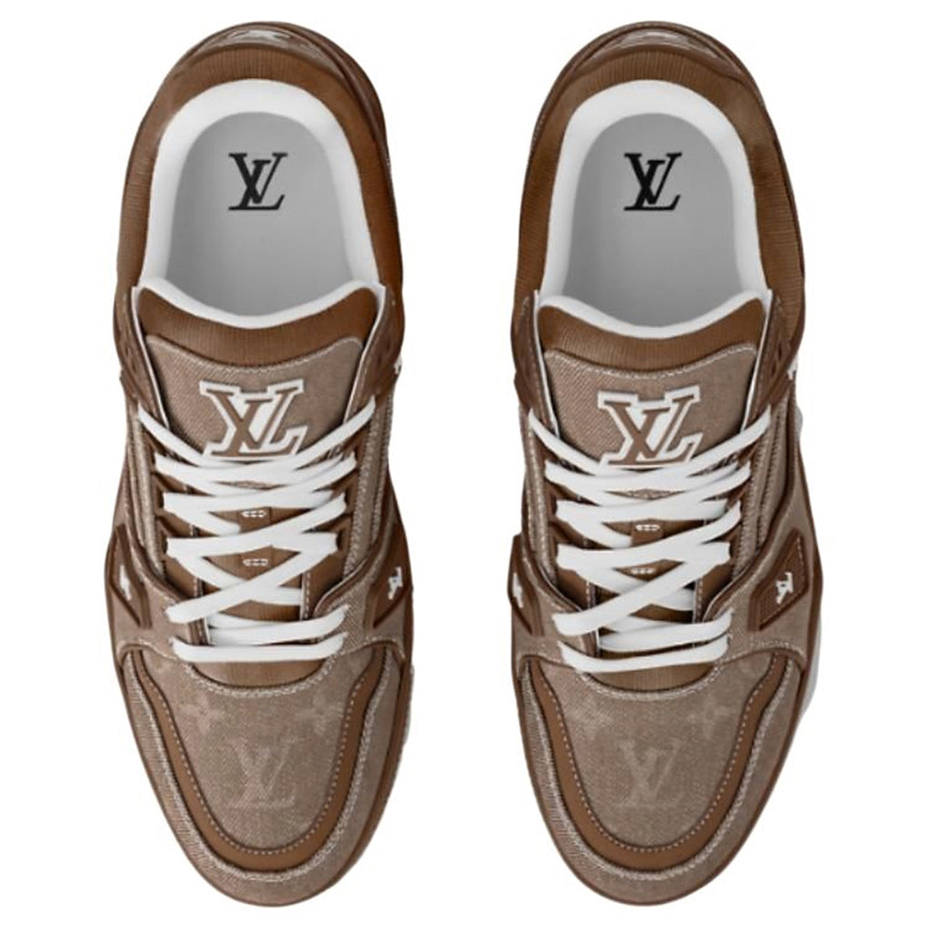 Louis Vuitton Trainer Men's Brown Denim Low-Top Sneakers