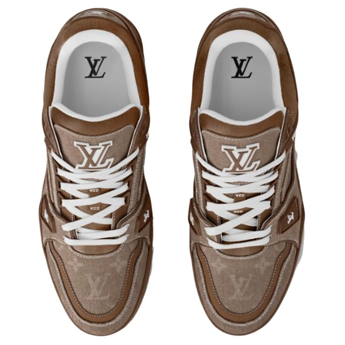 Louis Vuitton Trainer Men's Brown Denim Low-Top Sneakers