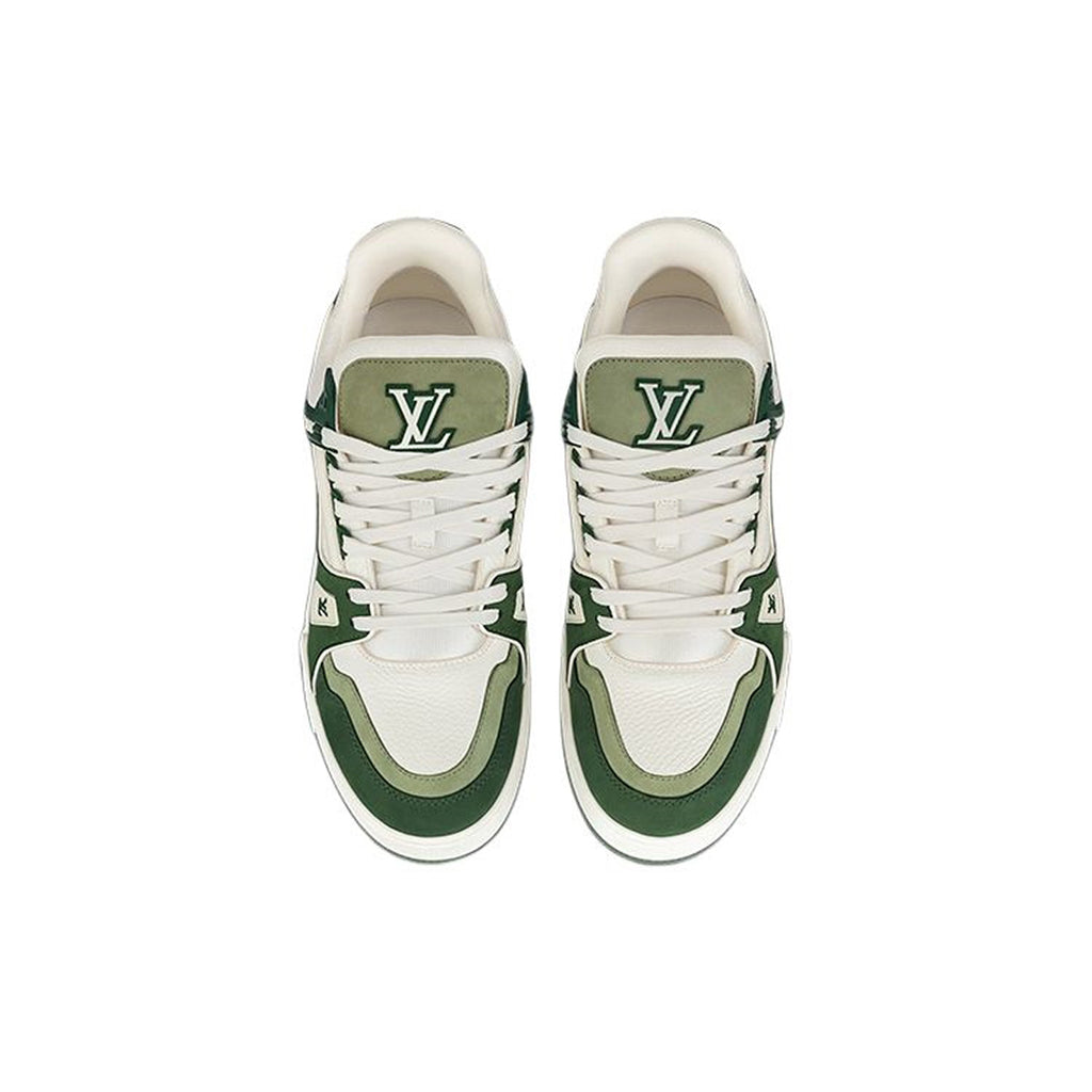 LV Trainer Unisex Low-Top Sneakers, Forest Green & White