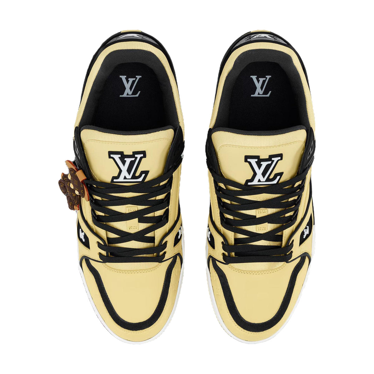 LOUIS VUITTON Trainer Men's Yellow & Black Sneakers with Bear Charm