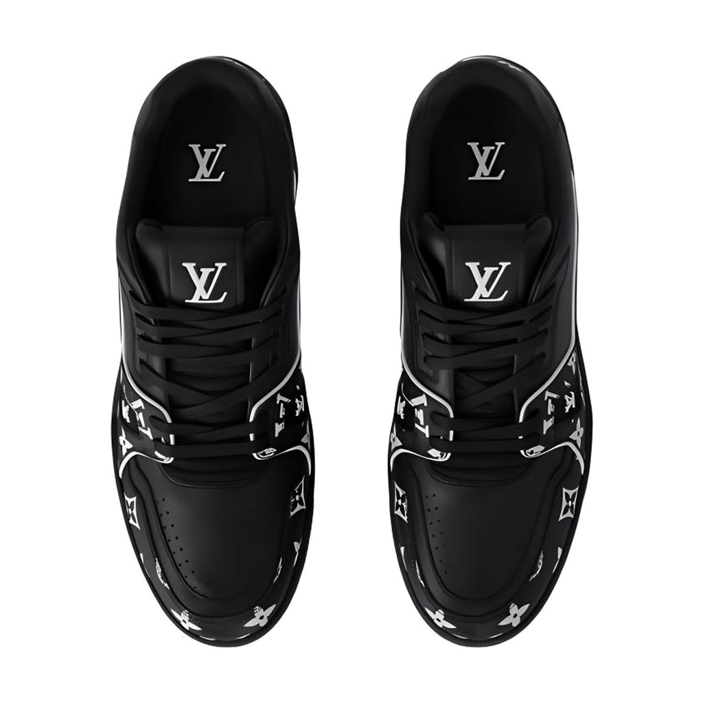 LOUIS VUITTON Trainer Men's Black & White Monogram Sneakers