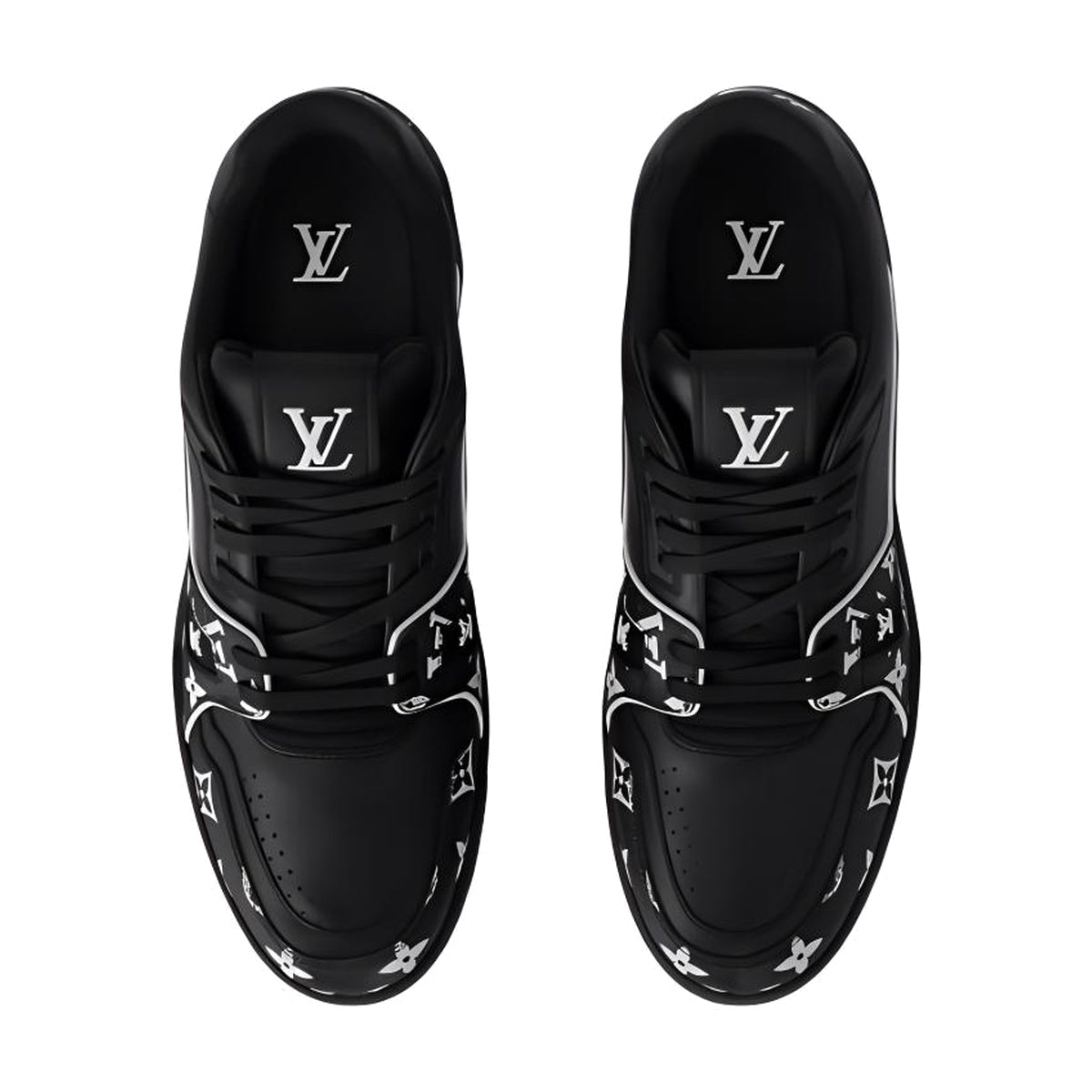 LOUIS VUITTON Trainer Men's Black & White Monogram Sneakers