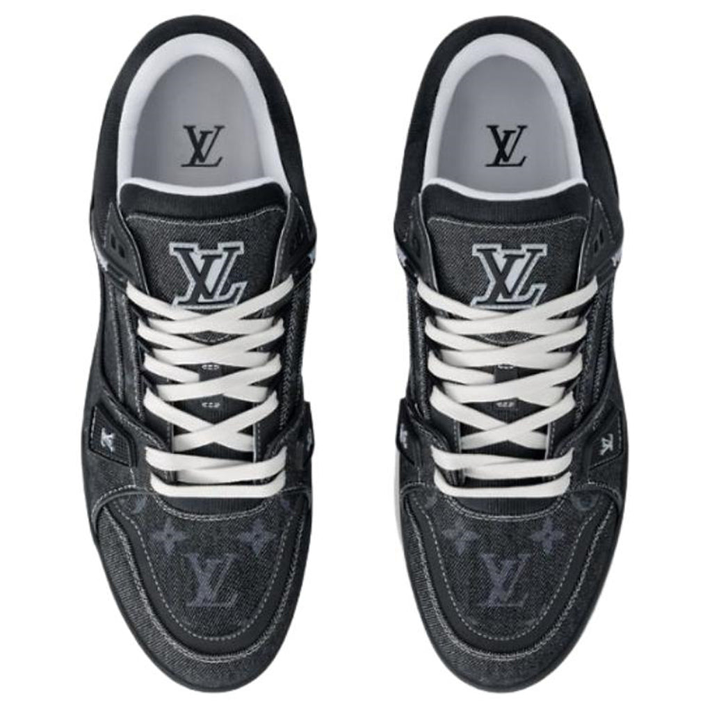 Louis Vuitton Trainer Men's Black Denim Low-Top Sneakers
