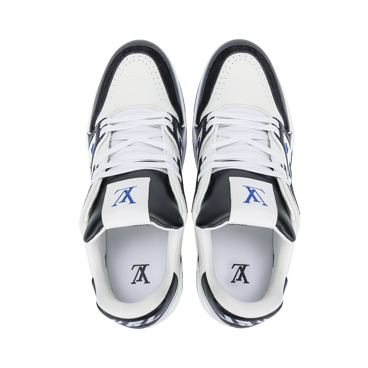 Louis Vuitton Trainer Men's Low-Top Leather Sneakers, White, Black & Blue