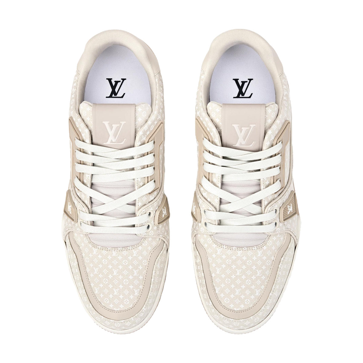 LOUIS VUITTON Trainer Unisex Beige Denim Sneakers