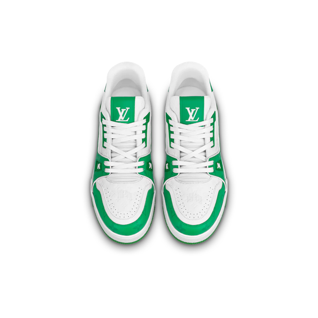 Louis Vuitton Trainer Low-Top Sneakers, Green & White