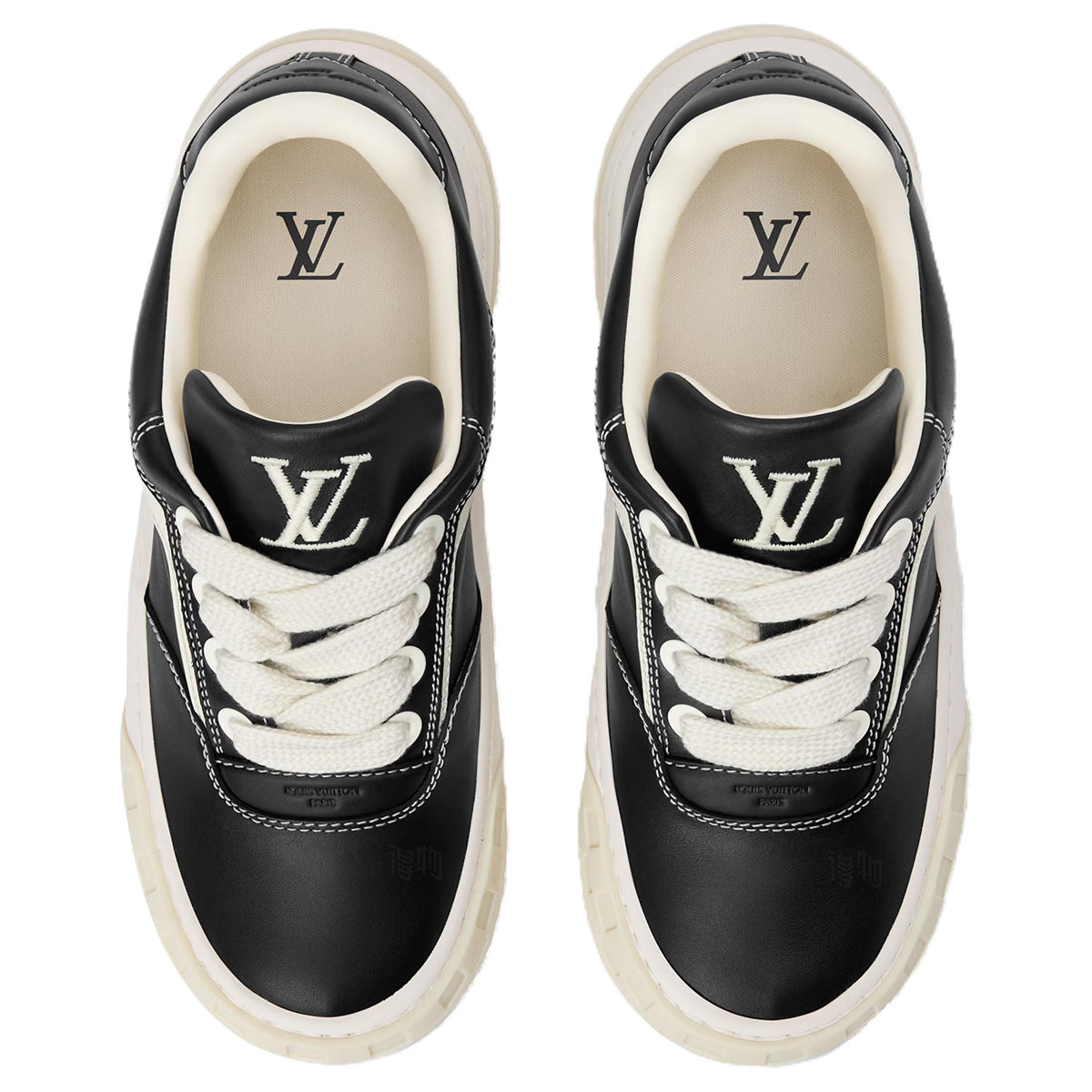 LOUIS VUITTON Tilted Men's Black Calfskin Low-Top Sneakers