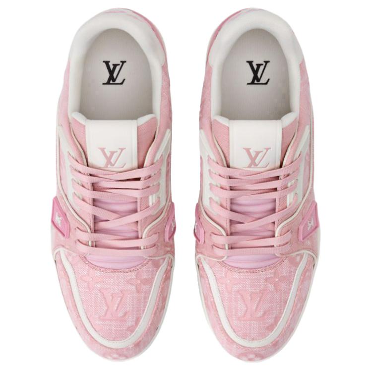 LOUIS VUITTON Trainer Men's Pink & White Monogram Sneakers