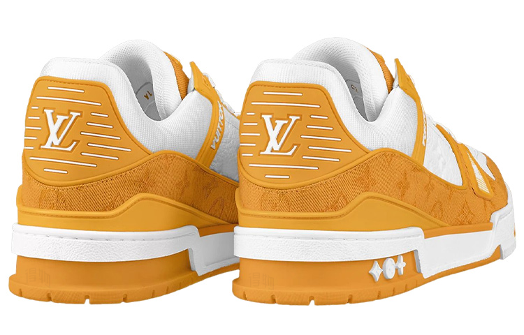 LOUIS VUITTON Trainer Men's Orange Yellow & White Monogram Sneakers