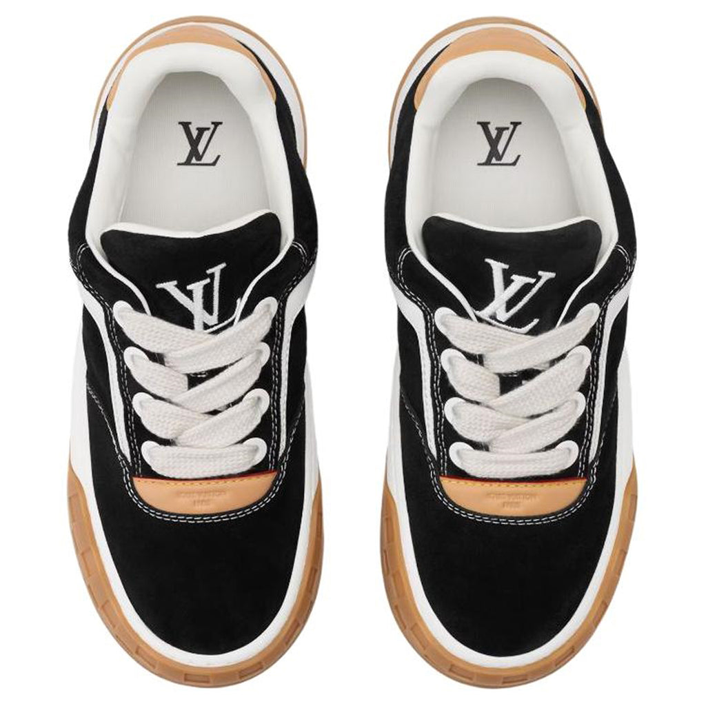 Louis Vuitton Tilted Men's Black Suede Calfskin Sneakers with Gum Sole