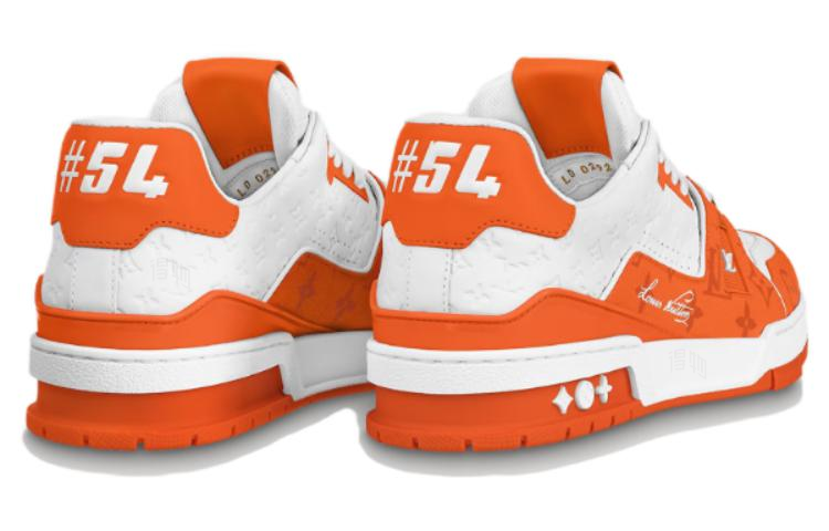 LOUIS VUITTON Trainer Men's Orange & White Leather Sneakers