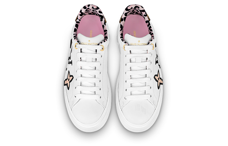 LOUIS VUITTON Time Out Women's White & Black Floral Platform Sneakers