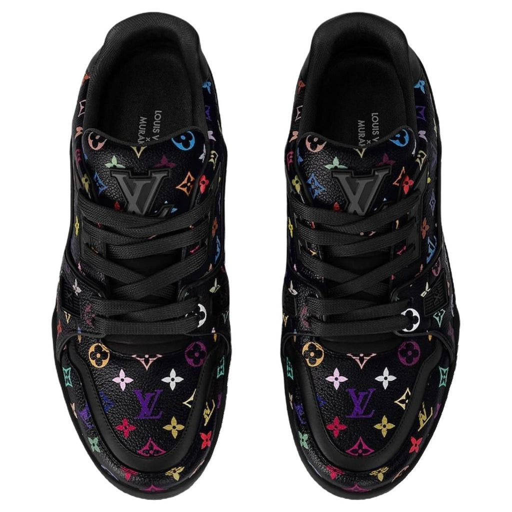 Louis Vuitton x Takashi Murakami Trainer Women's Black Calfskin Sneakers